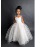 Sweetheart Neck Ivory Lace Tulle Long Flower Girl Dress